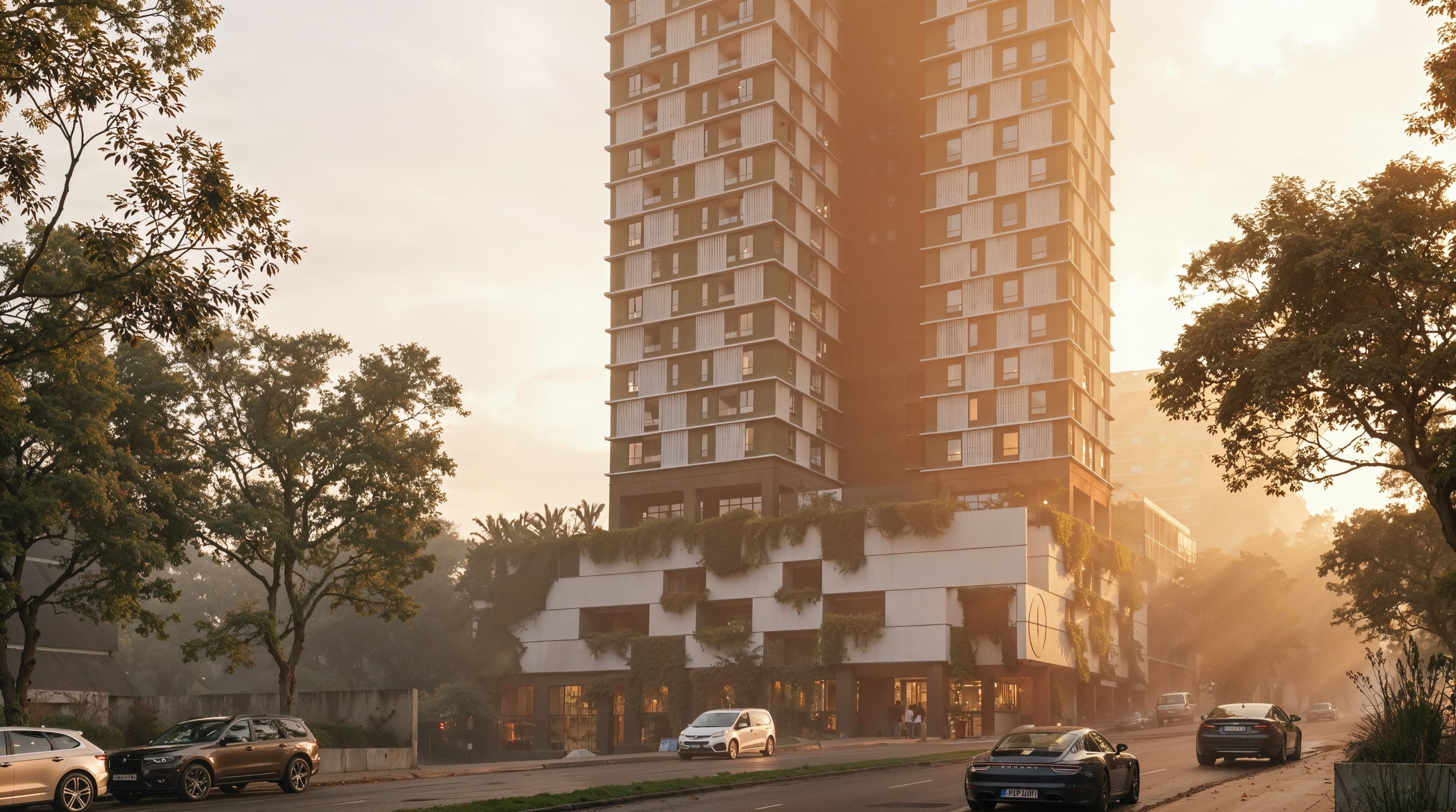 Fachada de apartamento em Chapecó recebendo o sol da manhã