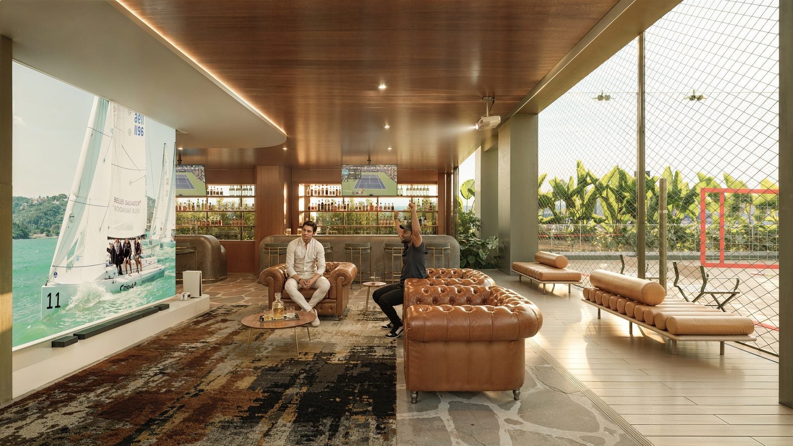 Sport bar do Timeless, em Chapecó: ambiente para assistir aos jogos com conforto e clima de estádio